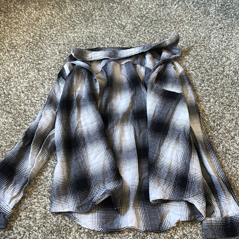 Grey and white plaid flannel